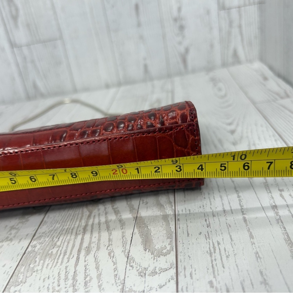 ANN TAYLOR Vintage Genuine Leather Crocodile Red Clutch - Picture 12 of 15